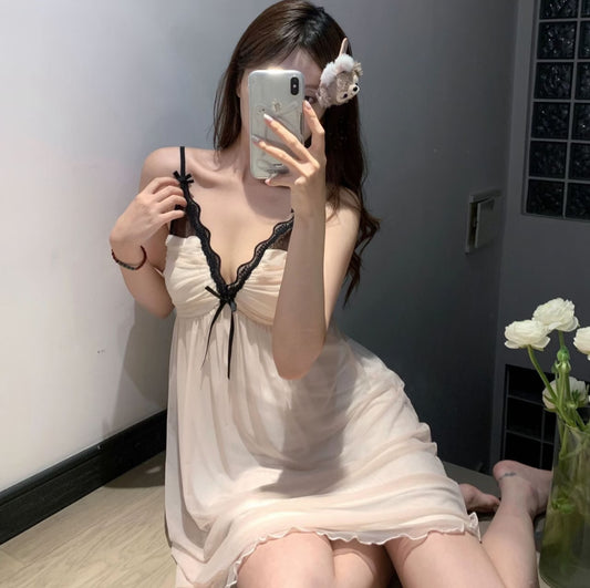 Vanilla Noir Lace Nightdress