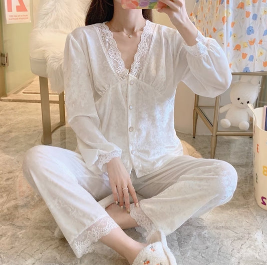 velvet Luxe Lace Pajama Set
