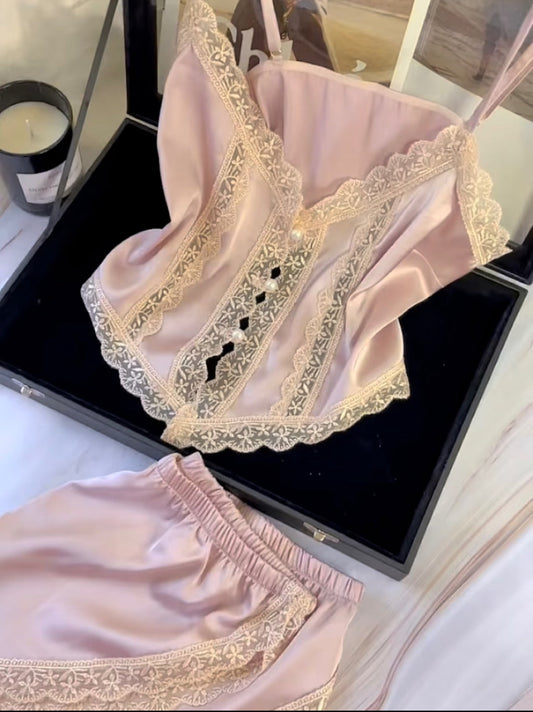 Blush Belle Satin Lace Set