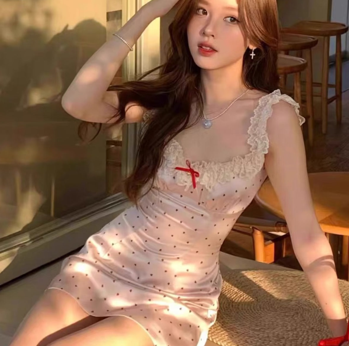 Cherry Blush Ruffle Nightdress
