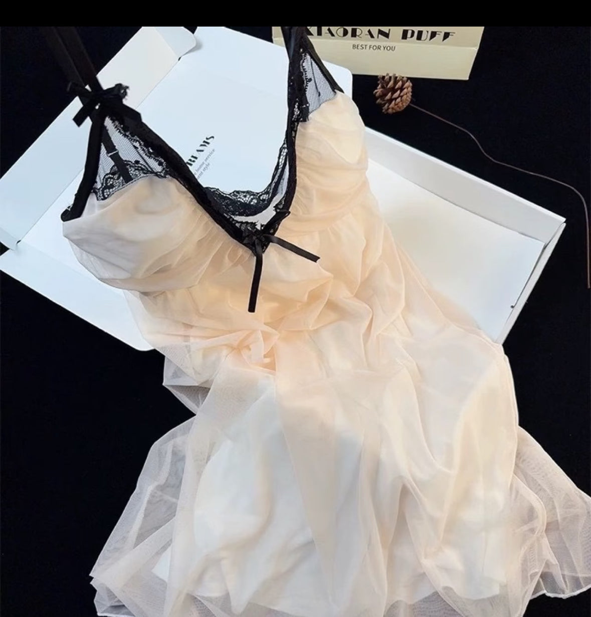 Vanilla Noir Lace Nightdress