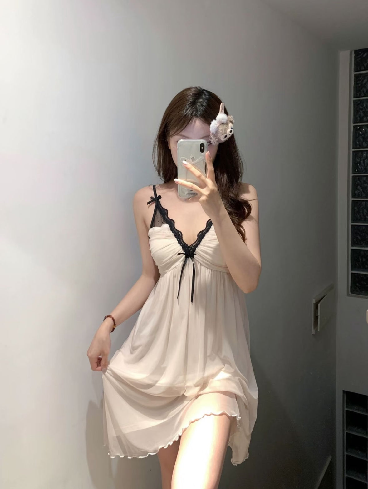 Vanilla Noir Lace Nightdress