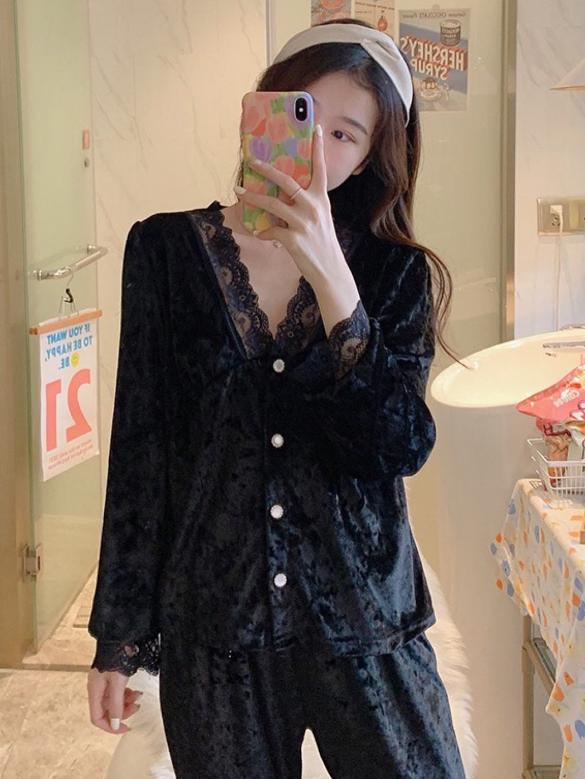 velvet Luxe Lace Pajama Set