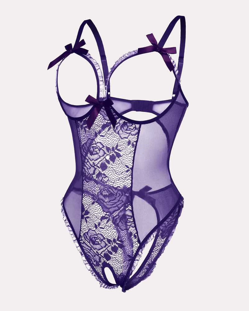Crotchless Lace Mini Bodysuit