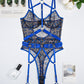 Leopard Mesh Bodysuit with Steel Ring