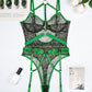 Leopard Mesh Bodysuit with Steel Ring